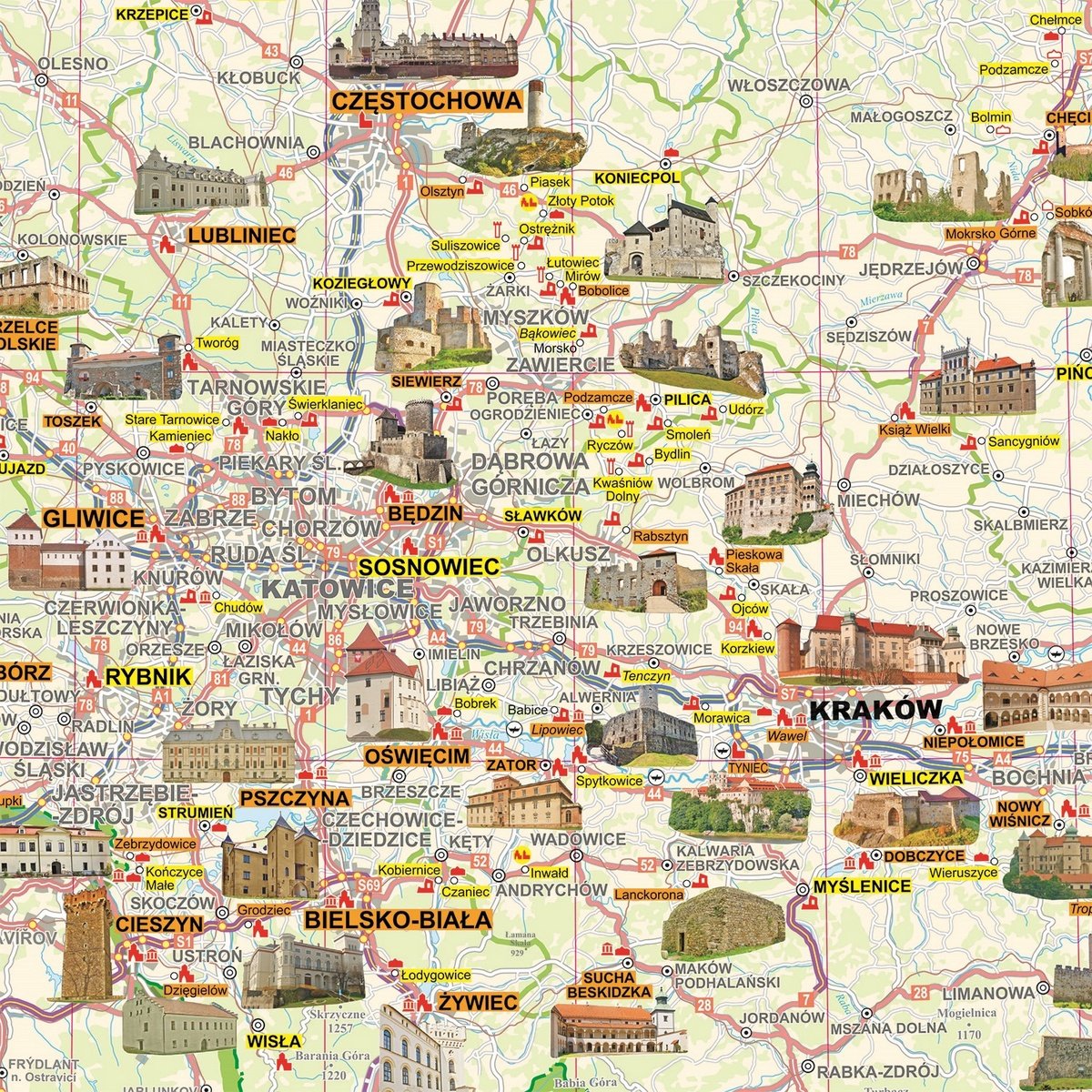 Ekograf Polska Mapa Cienna Zamk W Na Podk Adzie W Drewnianej Ramie