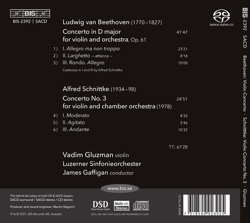 Beethoven Schnittke Violin Concertos Gluzman Vadim Muzyka Sklep