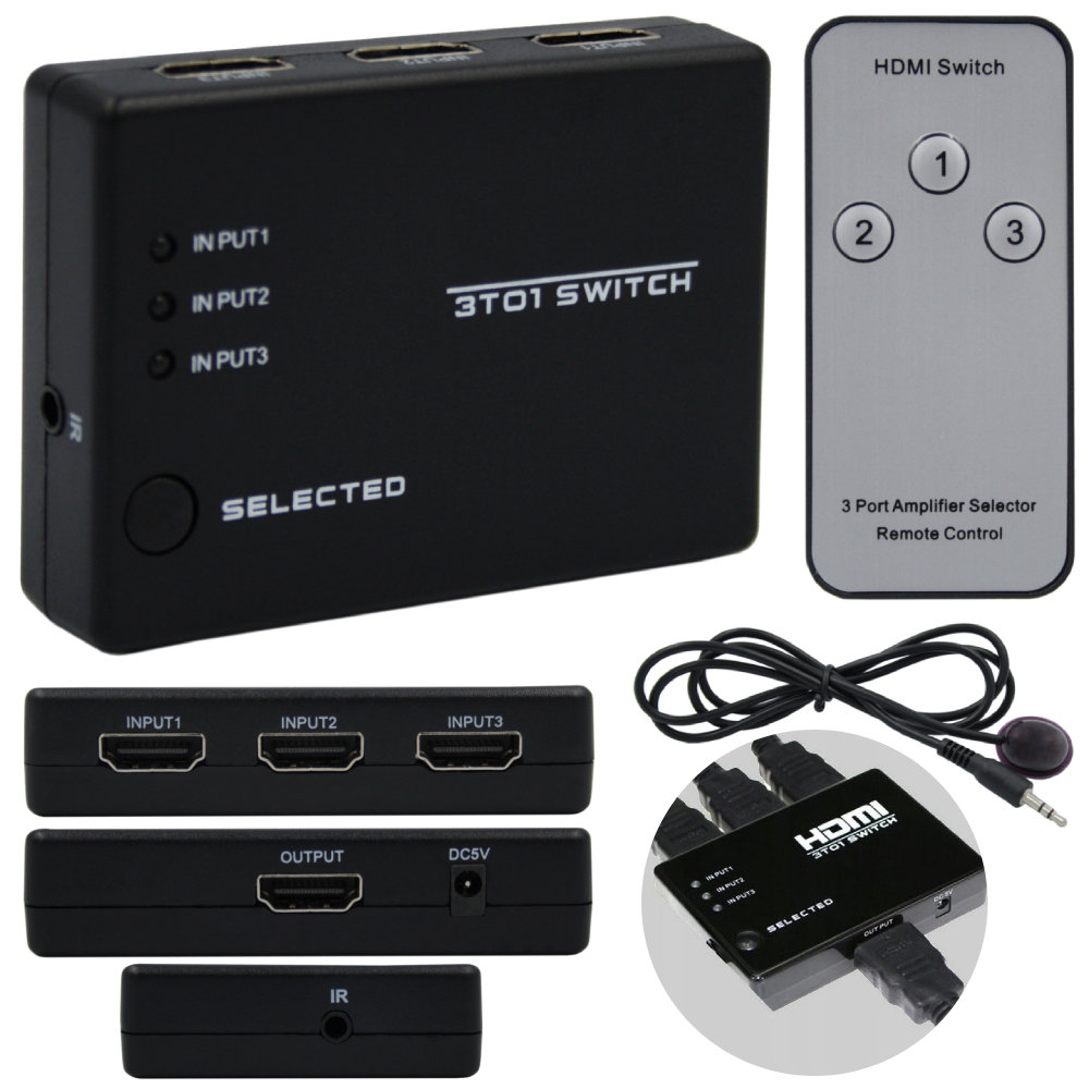 AKTYWNY SWITCH Do 3x HDMI SPLITTER ROZDZIELACZ Inna Marka Sklep