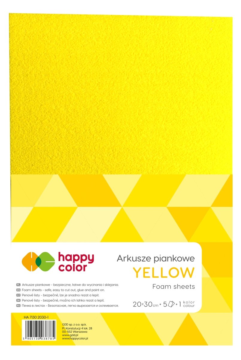 Arkusze piankowe żółte A4 5 arkuszy Happy Color Sklep EMPIK