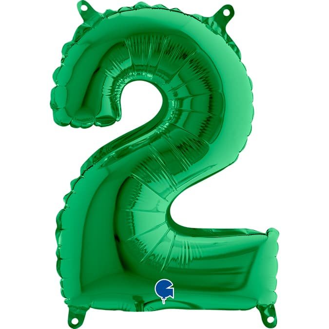 Balon foliowy cyfra 2 zielony 35 cm Przyjęcia i okazje w Sklepie