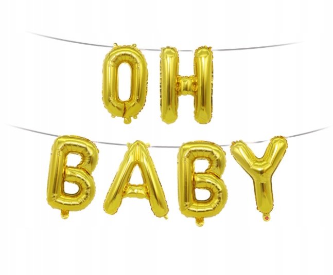 Balony Napis Oh Baby Gold Z Oty Baby Shower Inna Marka Przyj Cia I