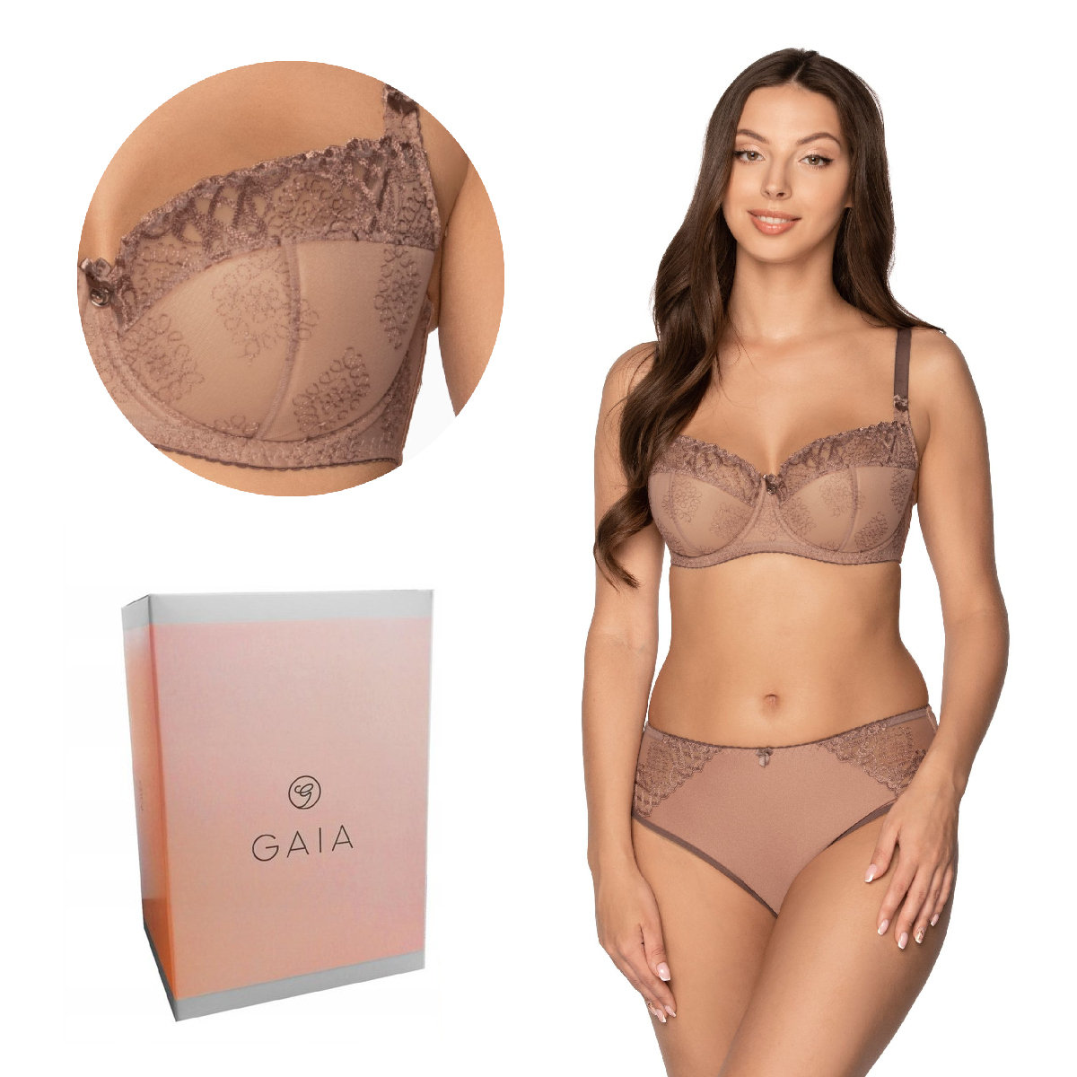 Biustonosz GAIA Semi Soft Elena 1107 półusztywniany brązowy mokka