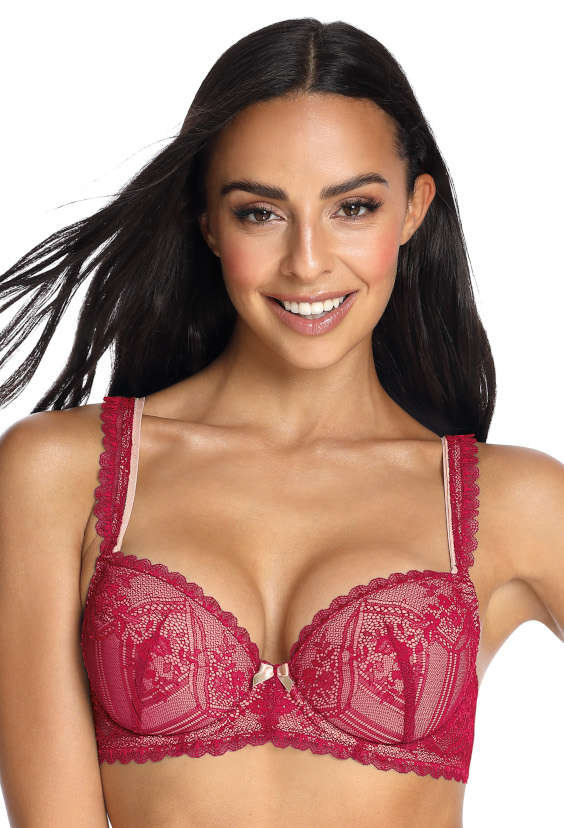 Biustonosz Push Up Bordo Rosel M B Mat Lingerie Moda