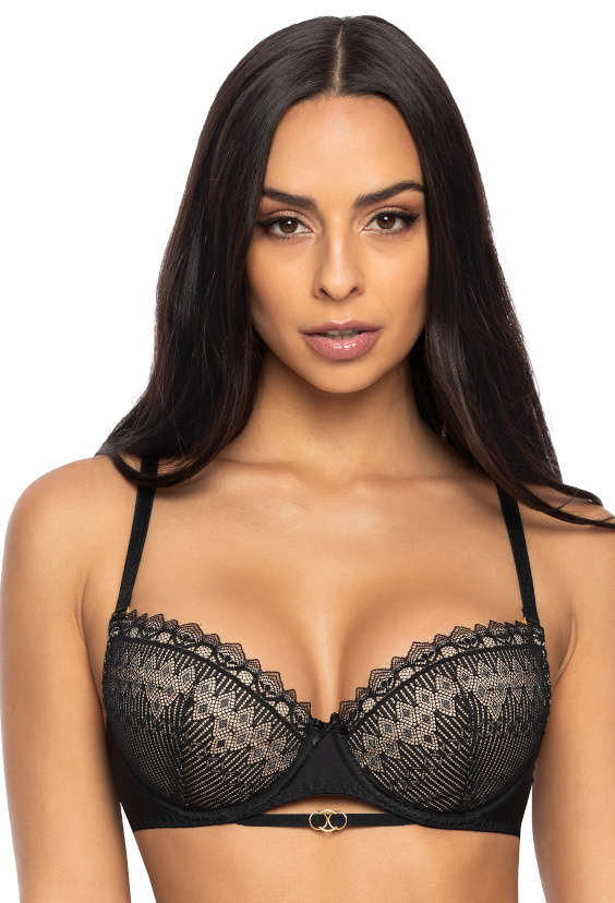 Biustonosz push up czarno beżowy Marion M 3539 11 70D MAT Lingerie