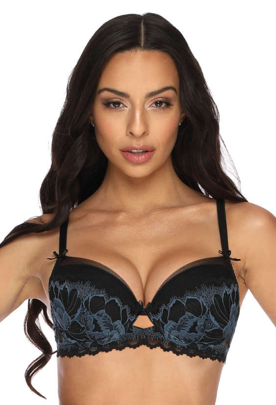 Biustonosz Push Up Czarno Niebieski Angel M 3329 11 75B MAT Lingerie