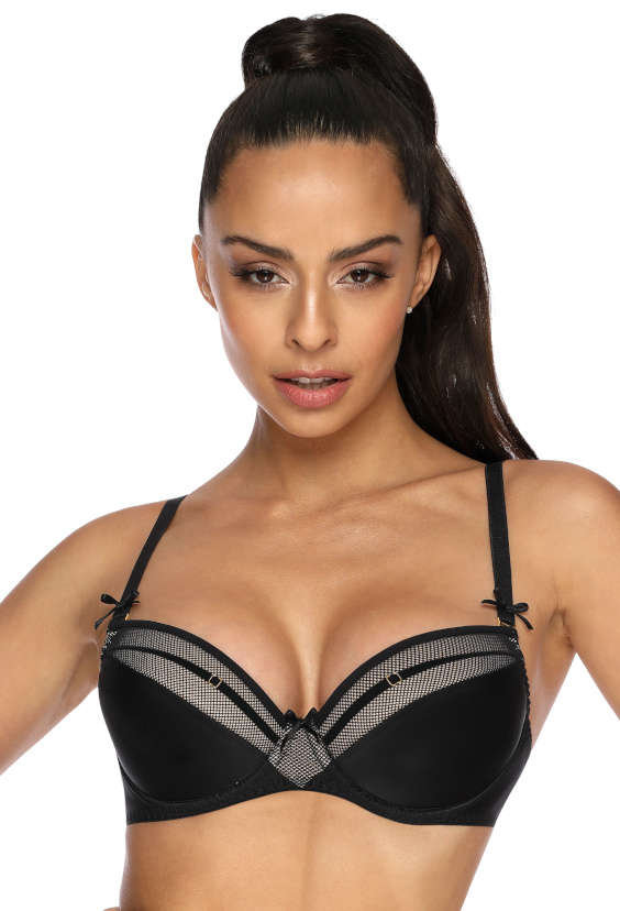 Biustonosz Push Up Czarny Janet M F Mat Lingerie Moda