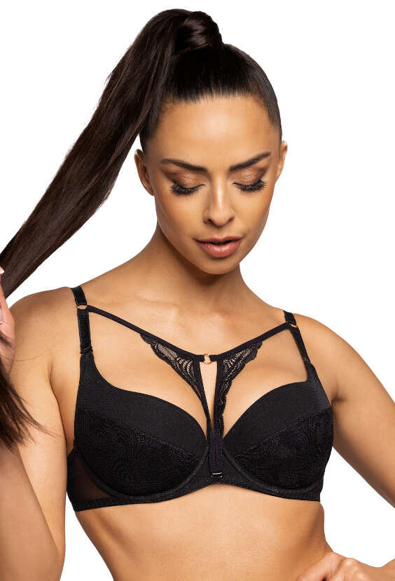 Biustonosz Push Up Czarny Melody M B Mat Lingerie Moda