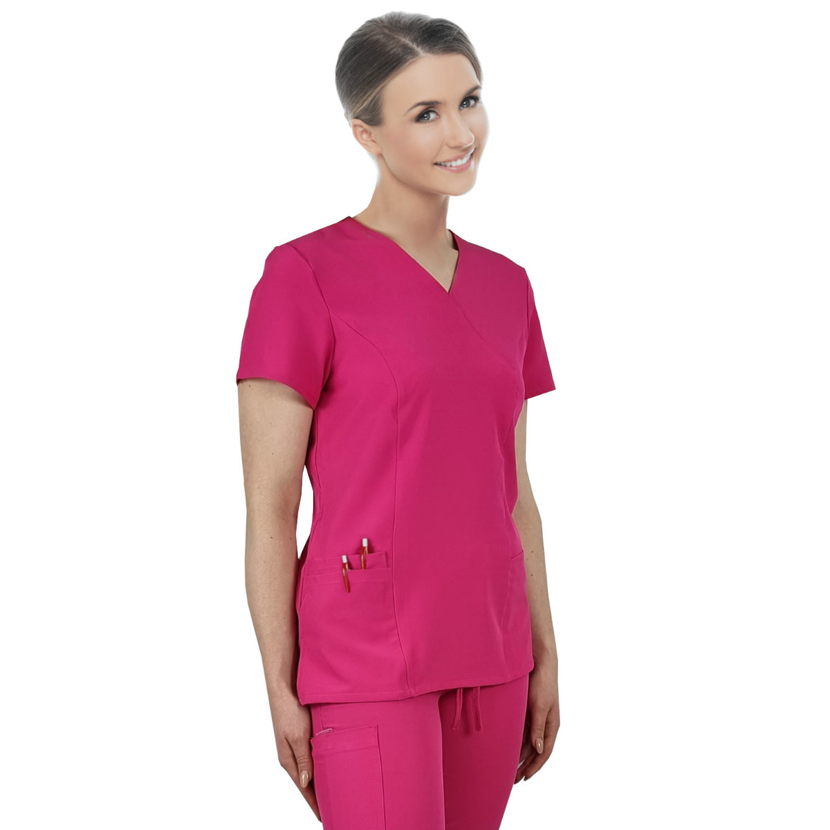 Bluza medyczna elastyczna różowa Comfort Fit roz L M C Moda Sklep