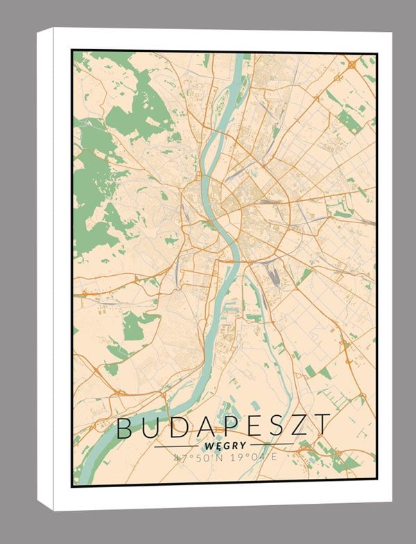 Budapeszt mapa kolorowa obraz na płótnie 30x40 cm Inna marka