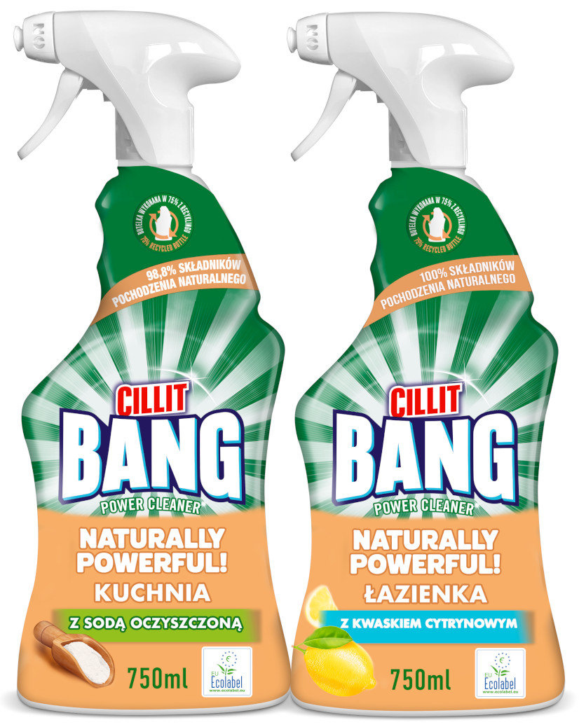 Cillit Bang Naturally Powerful zestaw spray do kuchni i łazienki 1500