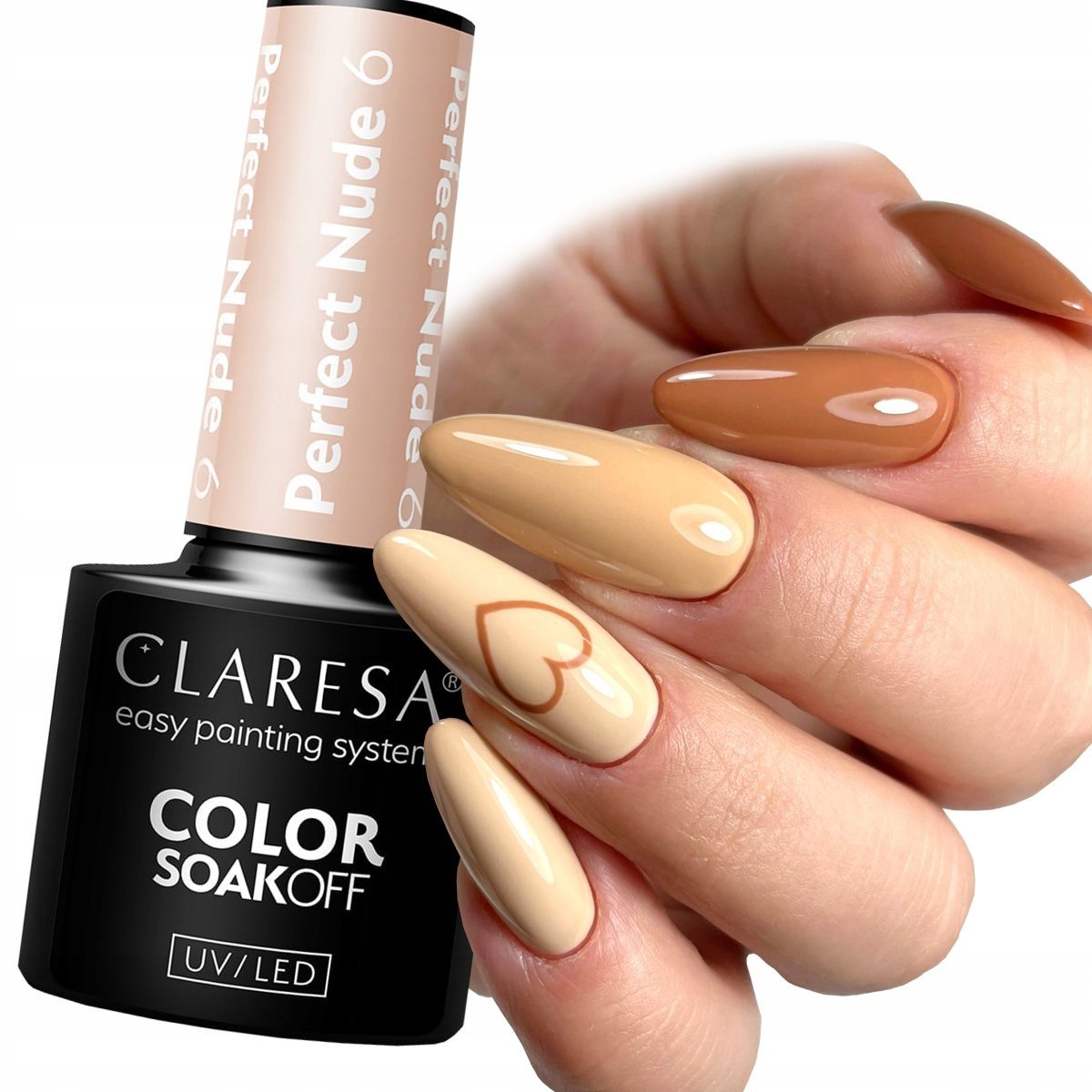 CLARESA PERFECT NUDE 6 LAKIER HYBRYDOWY HYBRYDA JASNY PIASKOWY BEŻ 5 ml