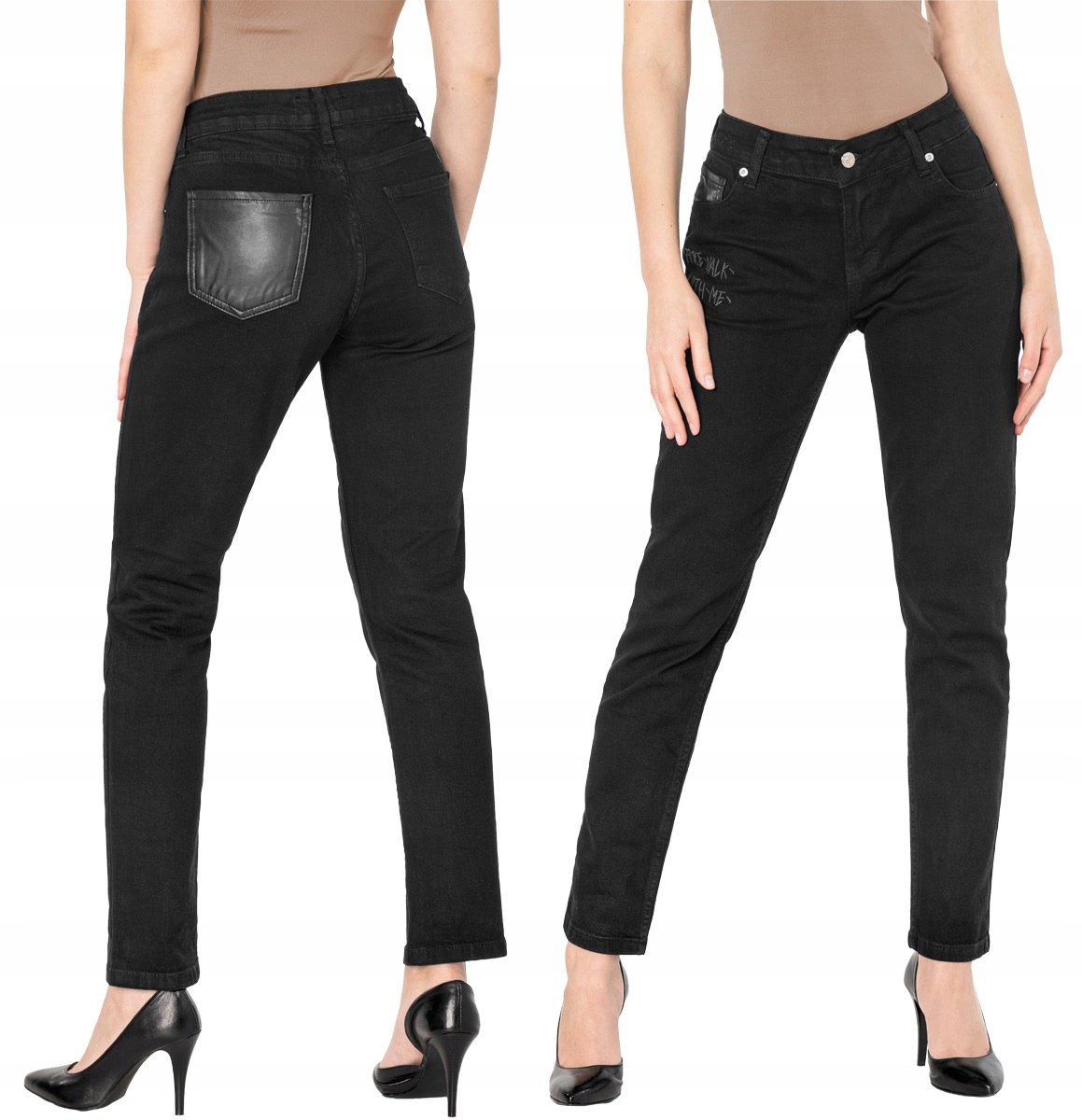 Czarne Spodnie Jeansowe Damskie Mom Jeans 8228 W26 Inna Marka Moda