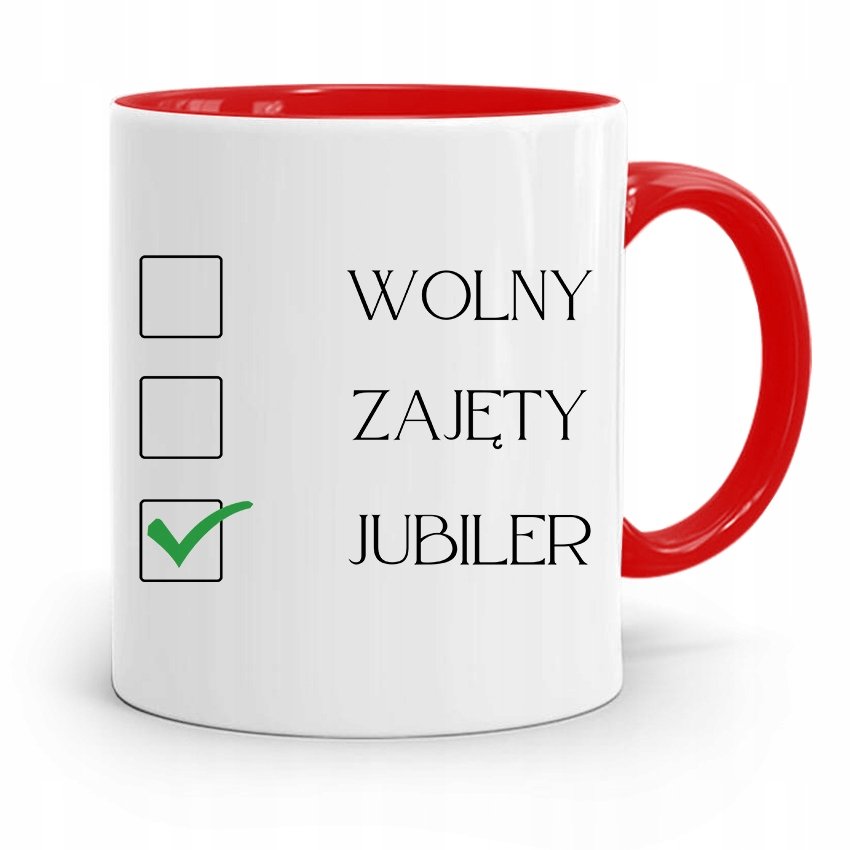 Dla Jubilera Kubek Czerwony Wolny Zaj Ty Jubiler Z Nadrukiem Ze