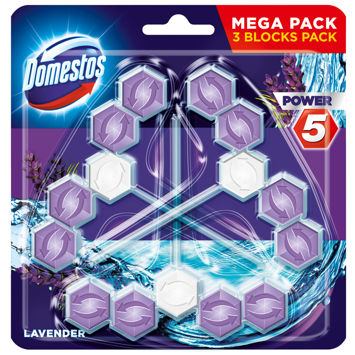 Domestos Kostka Zapachowa Do Toalet Power 5 Lavender 55 G 3 Szt