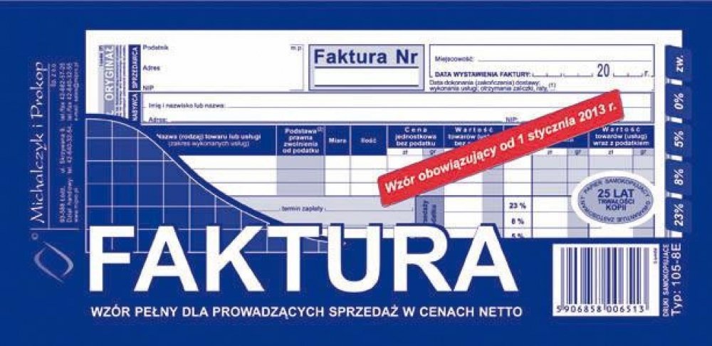 Druk Faktura Sprzeda Y W Cenach Netto A Mp E Mic Michalczyk