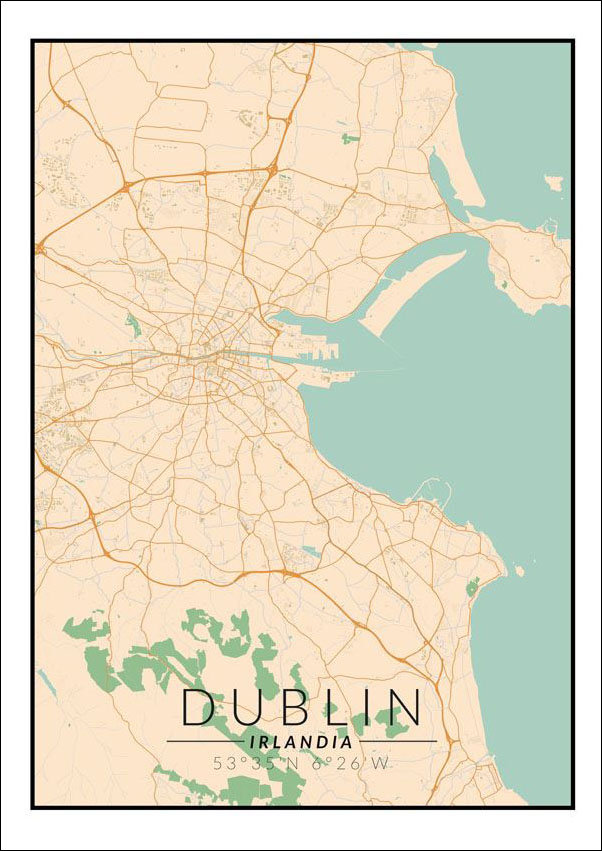 Dublin Mapa Kolorowa Plakat 40x50 Cm Galeria Plakatu Sklep EMPIK