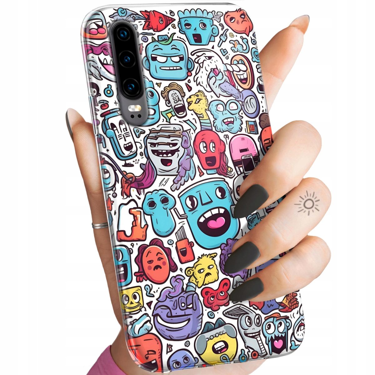 Etui Do Huawei P30 Wzory Doodle Zwierzęta Potwory Rysunki Obudowa