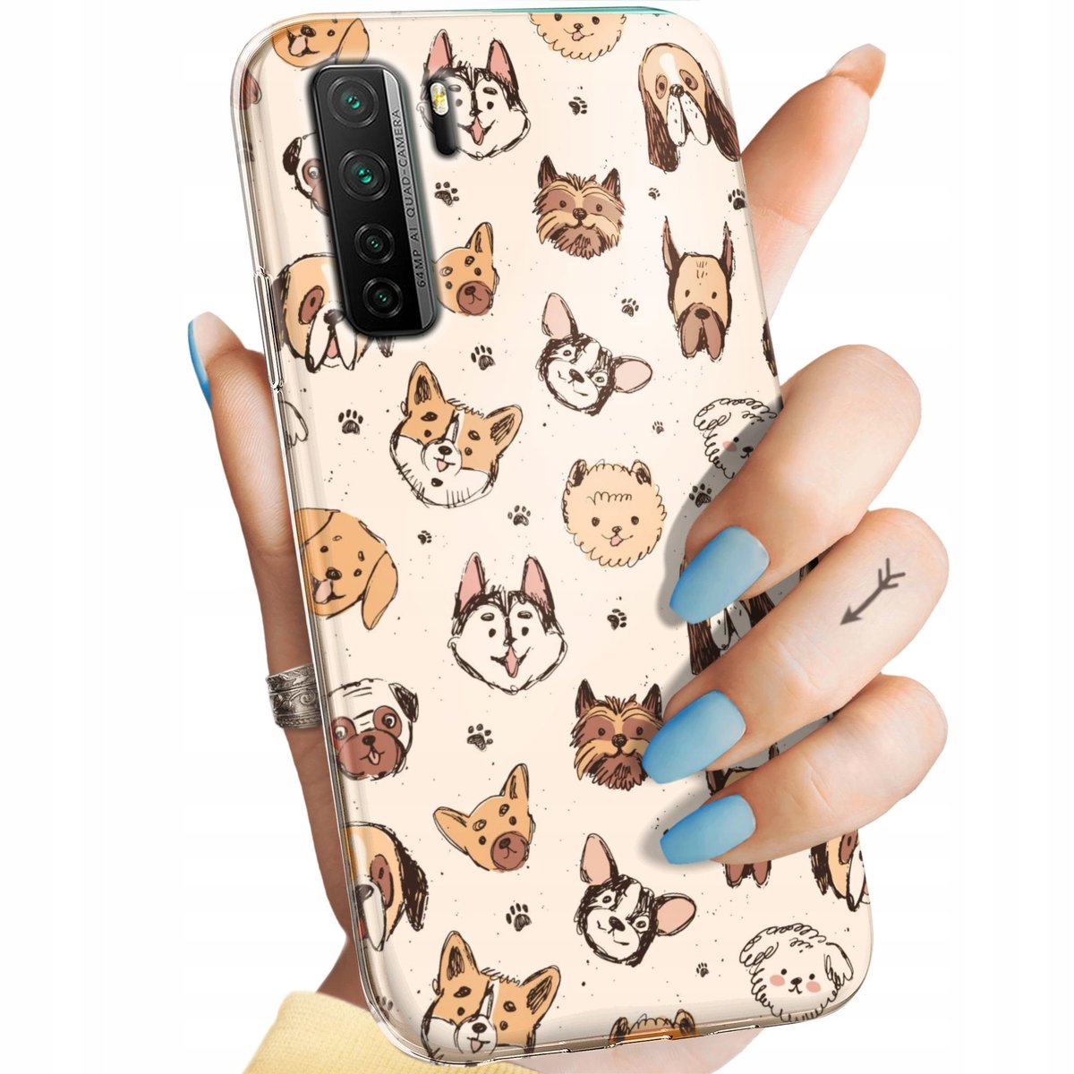 Etui Do Huawei P40 Lite 5G Wzory Psy Pieski Pisiaki Obudowa Pokrowiec