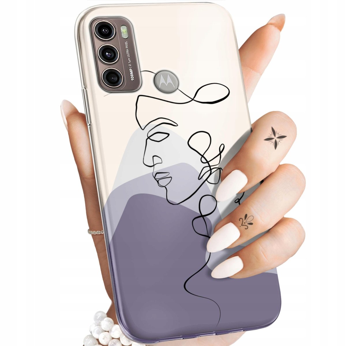 ETUI DO MOTOROLA MOTO G60 WZORY CONTINUOUS LINE ART KRESKA LINIE