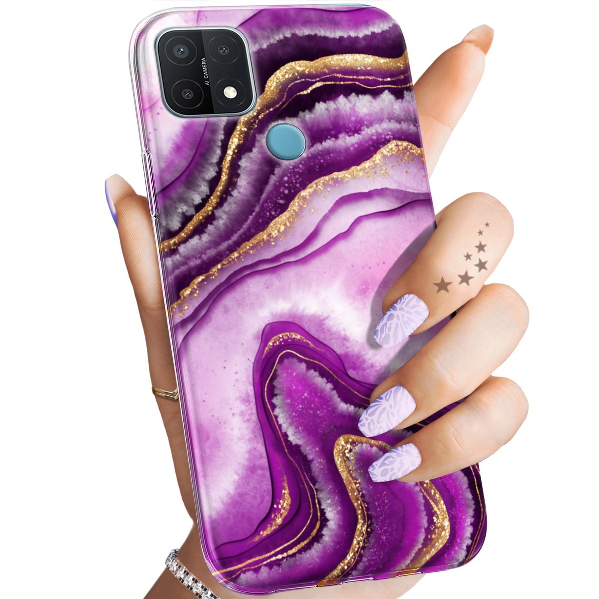 Etui Do Oppo A15 A15S Wzory Różowy Marmur Purpura Róż Marmur Obudowa