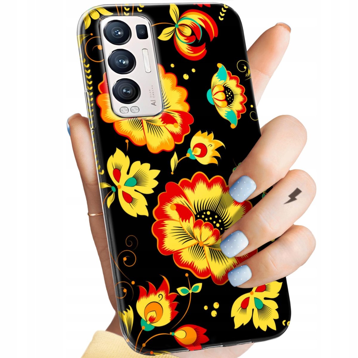 Etui Do Oppo Reno 5 Pro Plus 5G Wzory Folk Ludowe Folklorystyczne