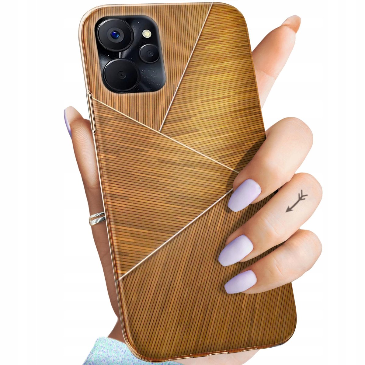 Etui Do Realme 9I 5G Realme 10 5G Wzory Brązowe Drewniane Brown