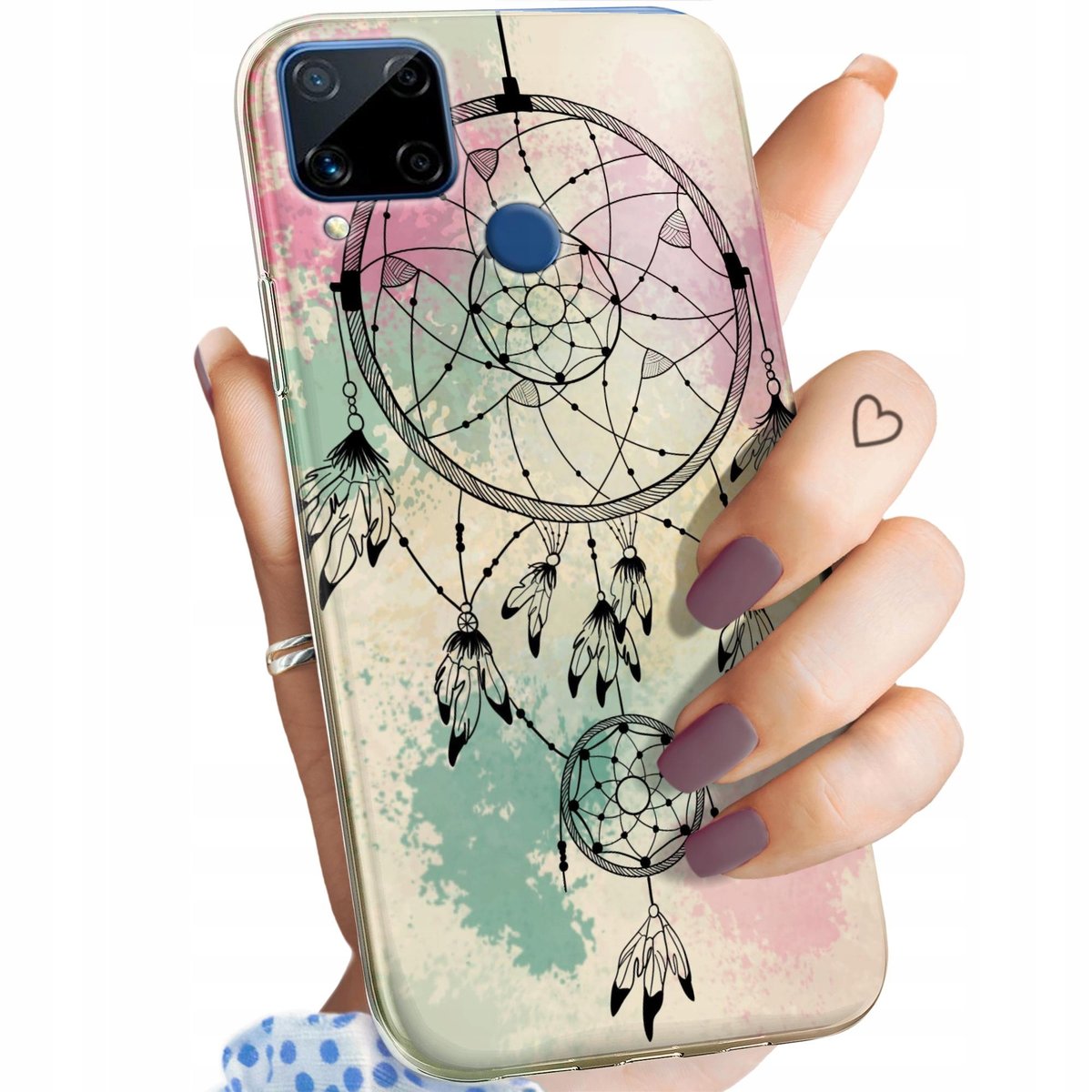 Etui Do Realme C15 Wzory Boho Łapacz Snów Pióra Obudowa Pokrowiec Case