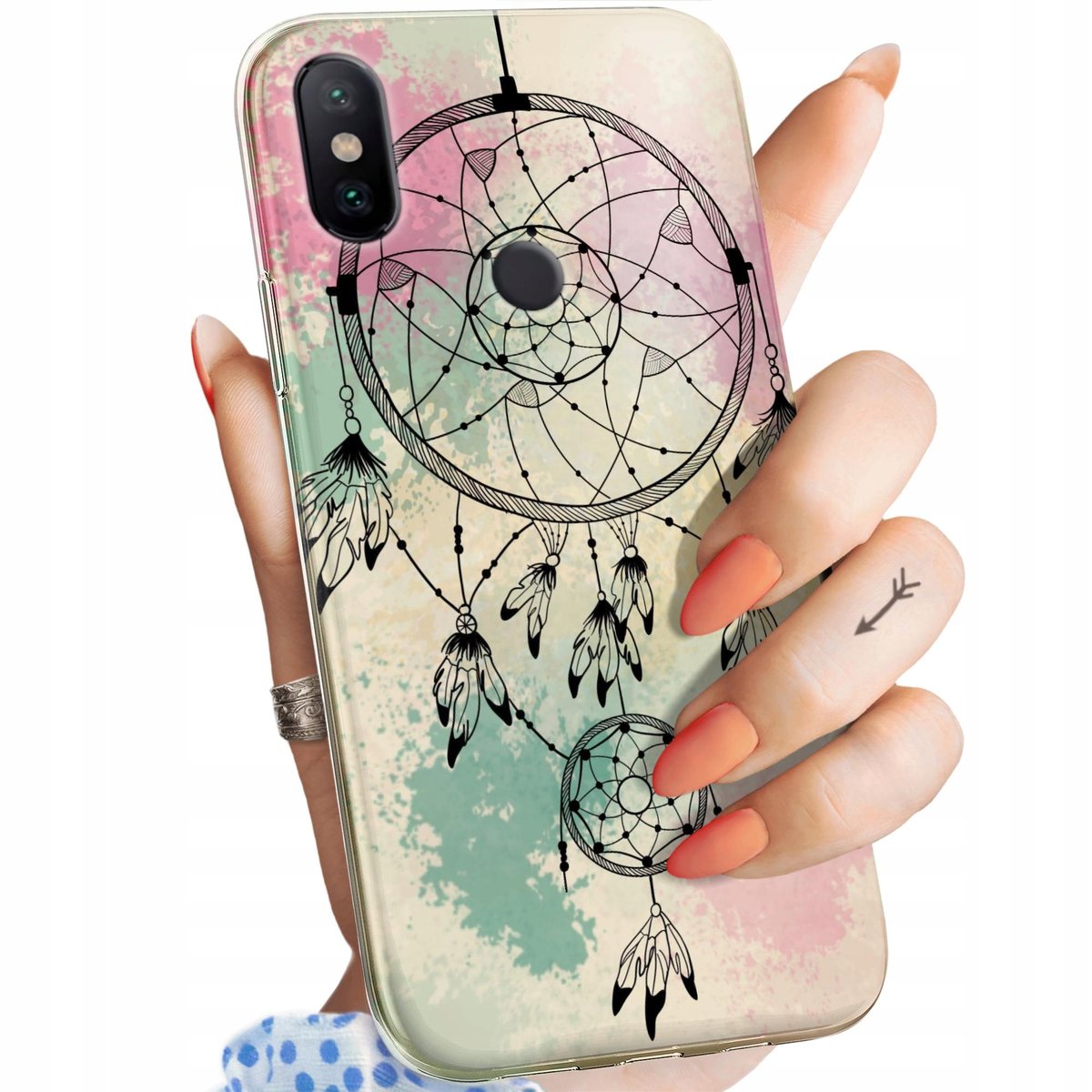 Etui Do Xiaomi Mi A2 Lite Wzory Boho Łapacz Snów Pióra Obudowa