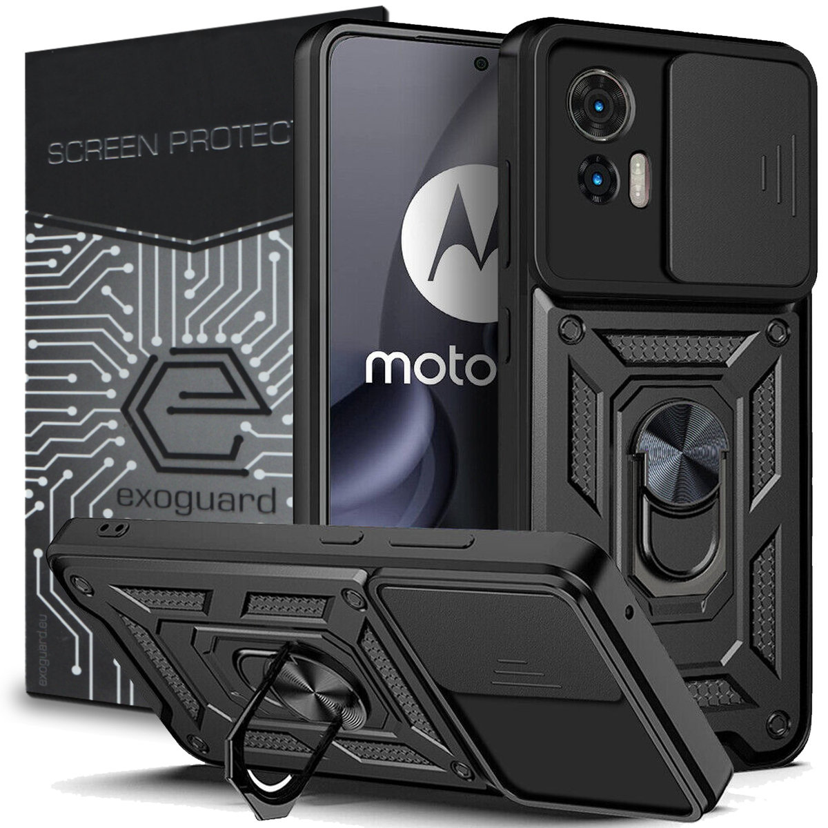 Etui Exoguard Camshield Szkło Motorola Edge 30 Neo Pancerne Case