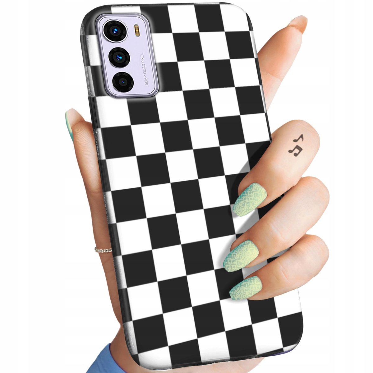 Etui Matowe Do Motorola Moto G Wzory Bia Y Czarny Czarno Bia Y