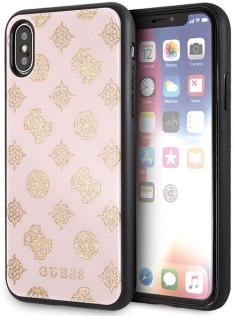 Etui Na Apple IPhone Xs X GUESS Double Layer Glitter Case Peony G