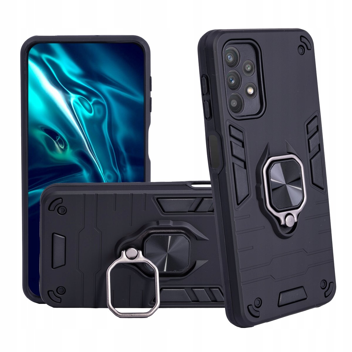 Etui Pancerne Do Samsung Galaxy A32 5G Czarne Obudowa Armor Holder Ring