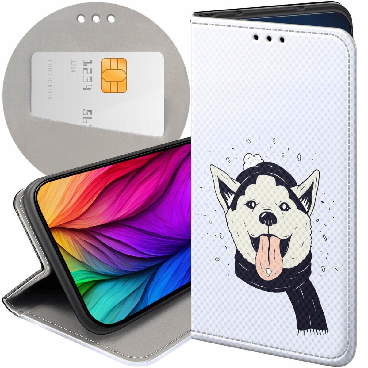 Etui Z Klapk Do Huawei P Lite Wzory Husky Psy Pieski Futera