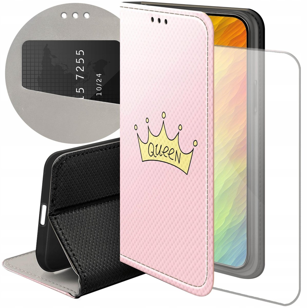 ETUI Z KLAPKĄ DO IPHONE 15 PRO WZORY KSIĘŻNICZKA QUEEN PRINCESS FUTERAŁ