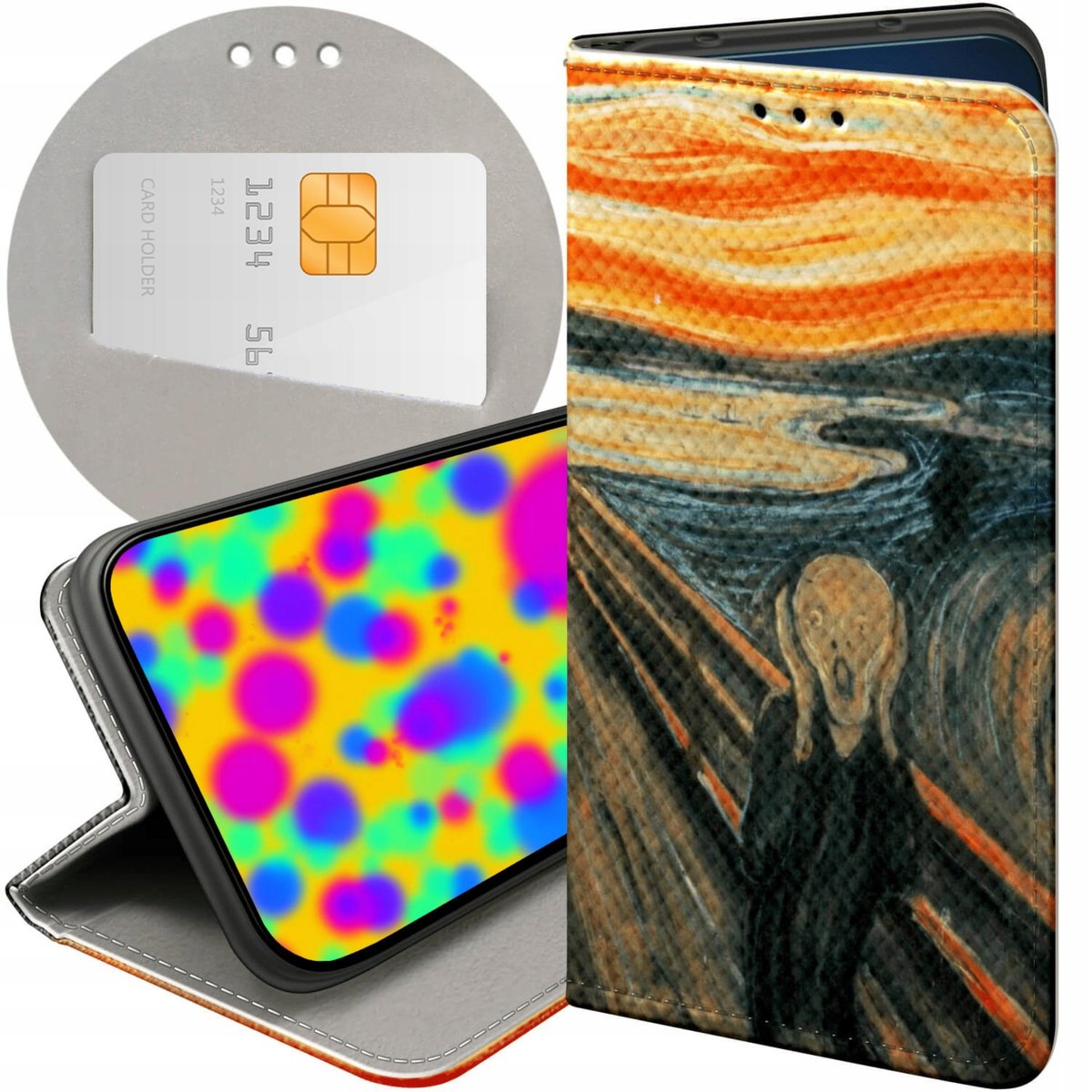 ETUI Z KLAPKĄ DO MOTOROLA MOTO E7 POWER WZORY EDVARD MUNCH KRZYK