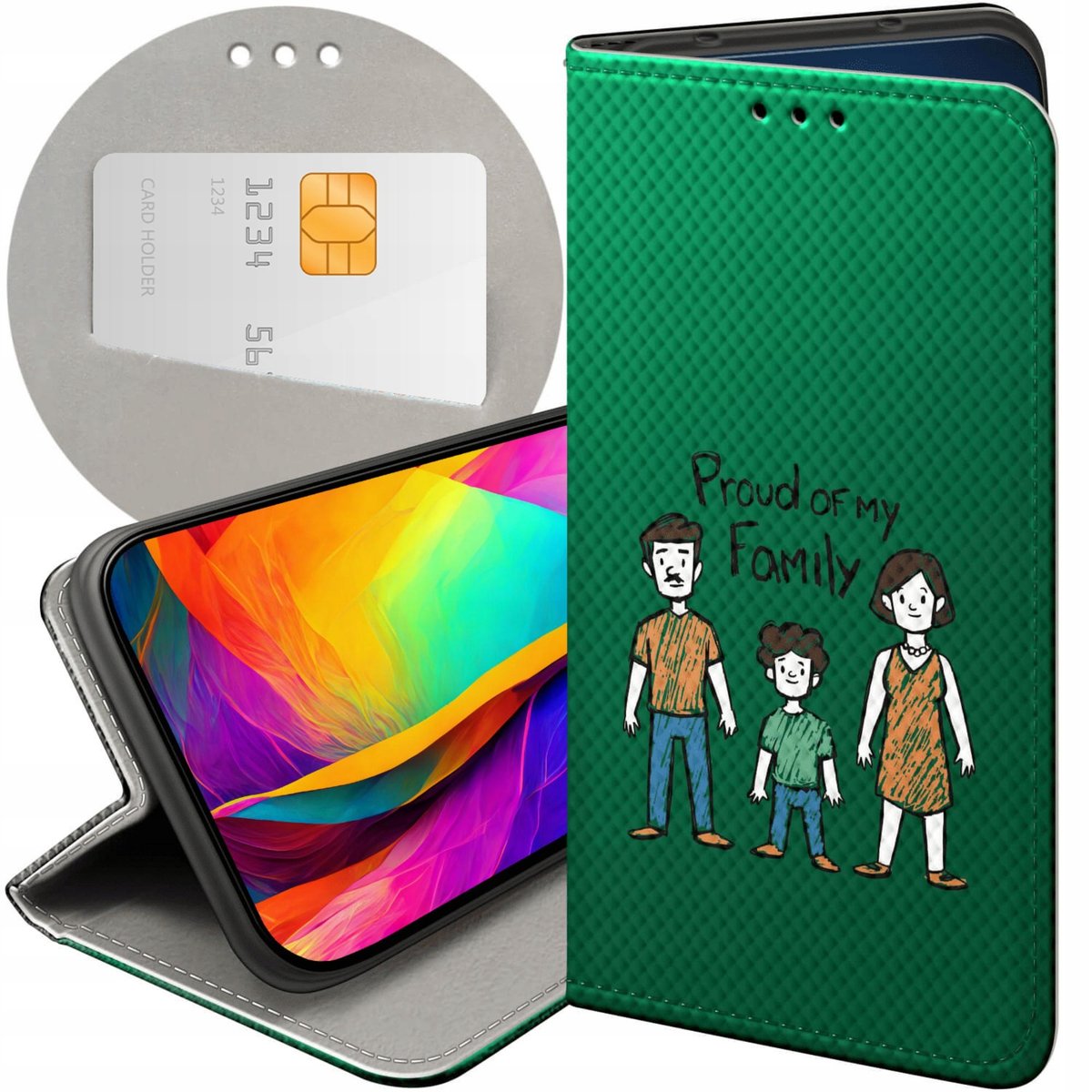 ETUI Z KLAPKĄ DO OPPO A78 5G A58 5G WZORY RODZINA FAMILIA DOM FUTERAŁ