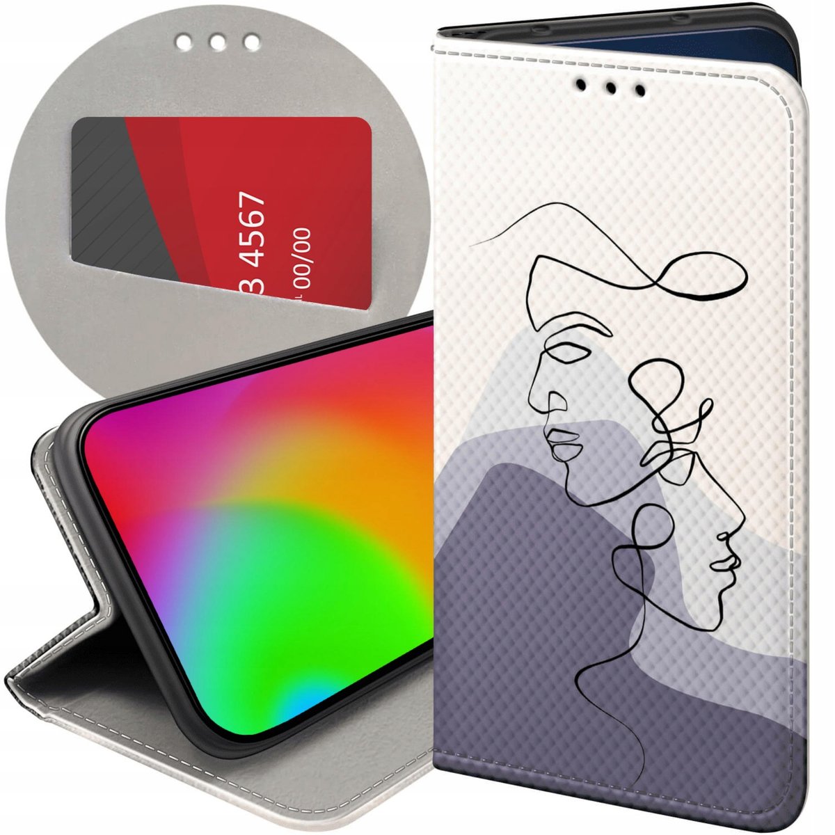 Etui Z Klapk Do Oppo Find X Wzory Continuous Line Art Kreska Linie