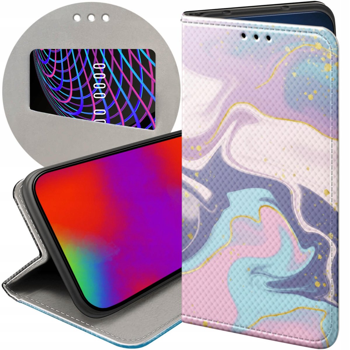 ETUI Z KLAPKĄ DO OPPO RENO 5 LITE WZORY PASTELE ILUSTRACJA KOLORY