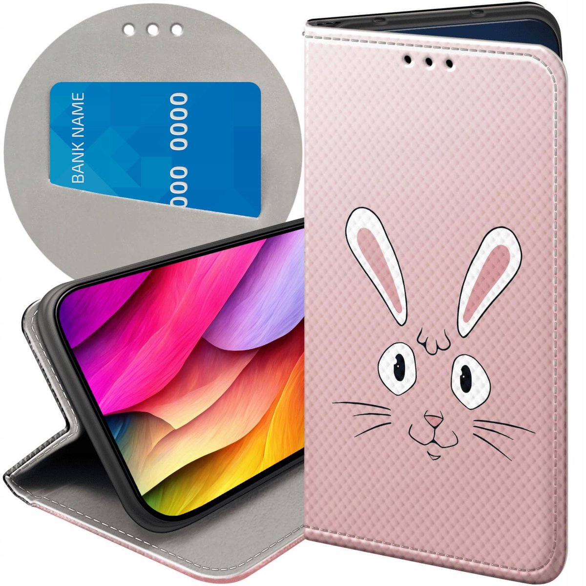 ETUI Z KLAPKĄ DO SAMSUNG GALAXY A15 WZORY KRÓLIK ZAJĄC BUNNY FUTERAŁ