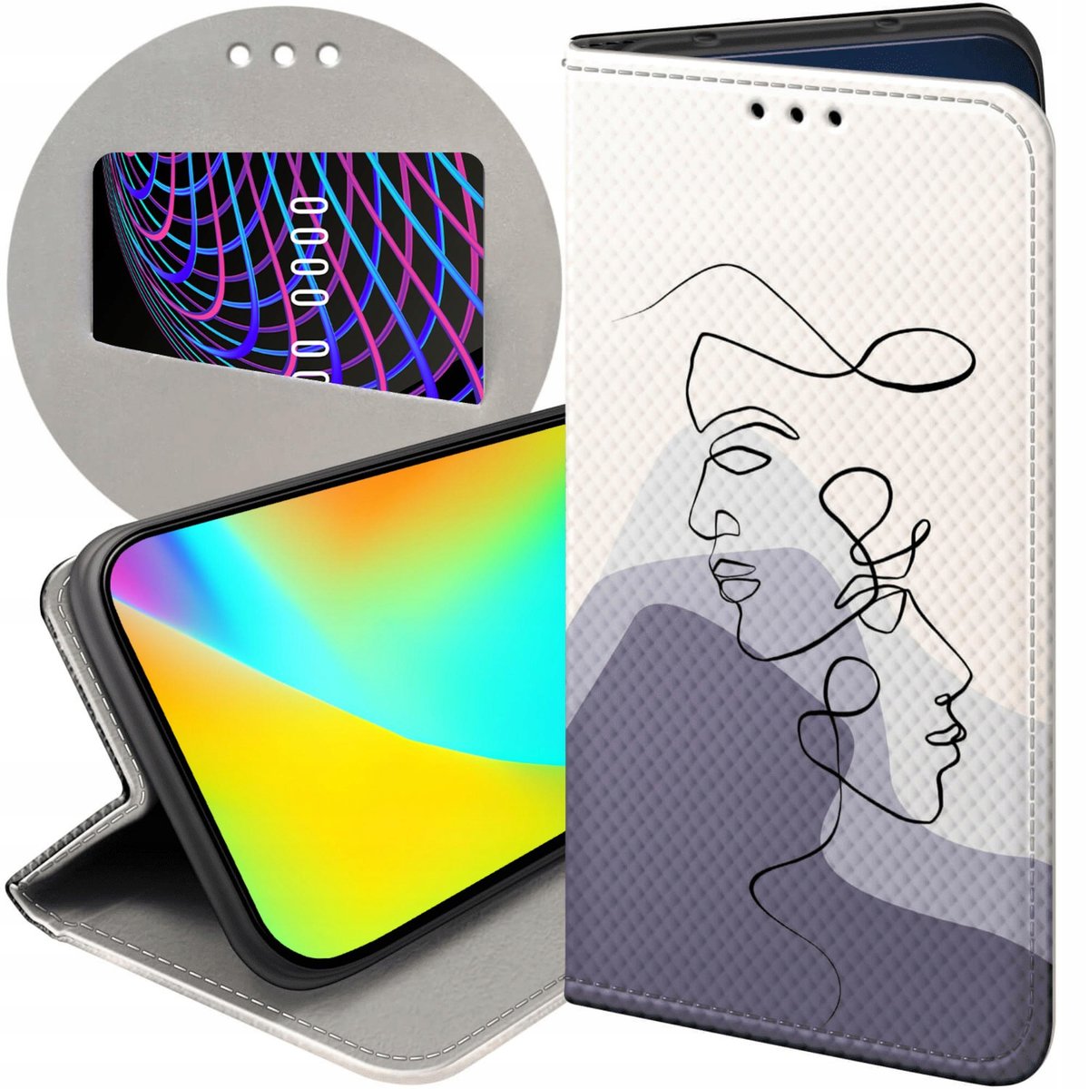 ETUI Z KLAPKĄ DO SAMSUNG GALAXY A41 WZORY CONTINUOUS LINE ART KRESKA