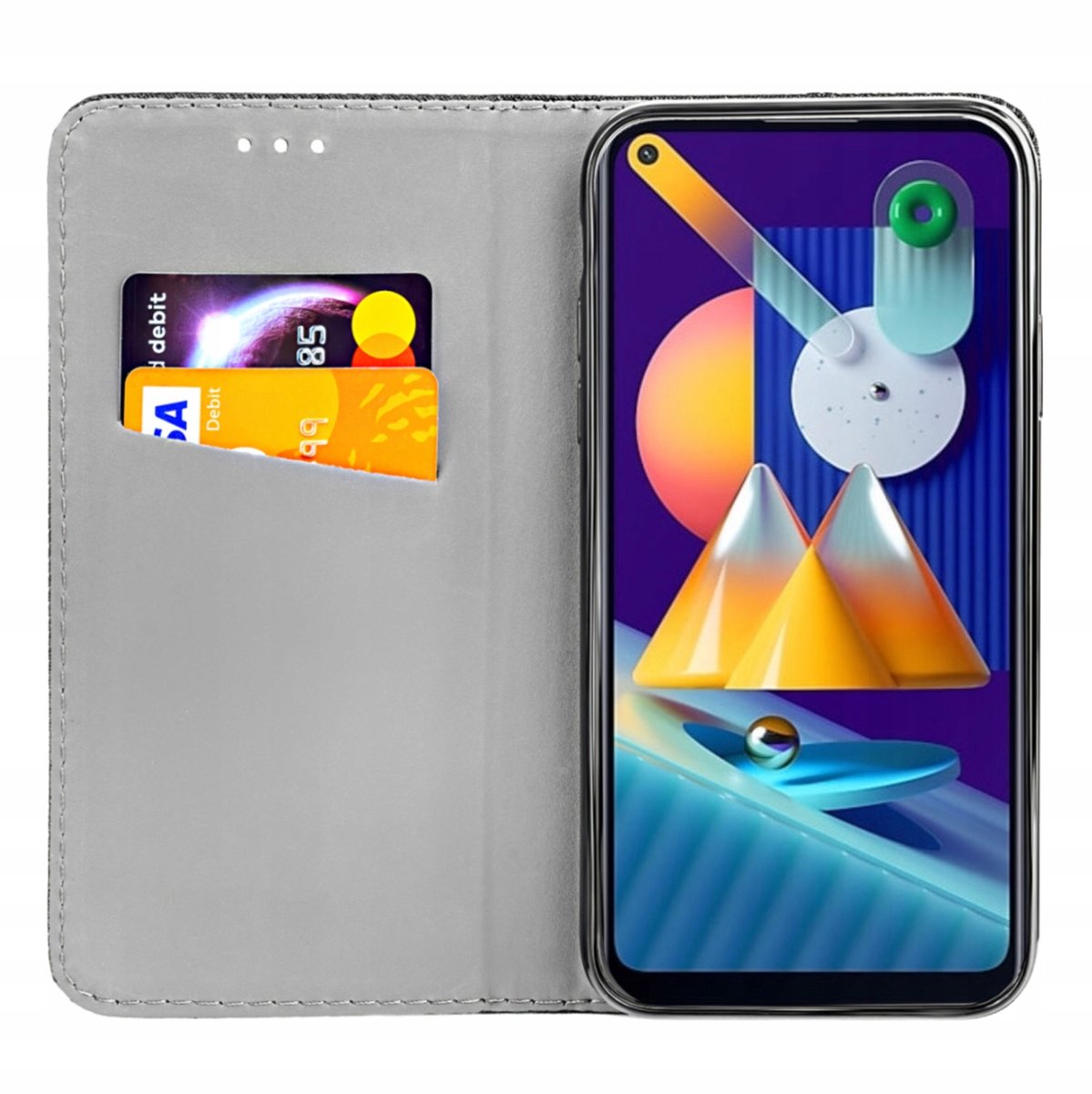 Etui Z Klapką Do Samsung Galaxy M11 Czarne Zamykane Magnetyczne Kabura