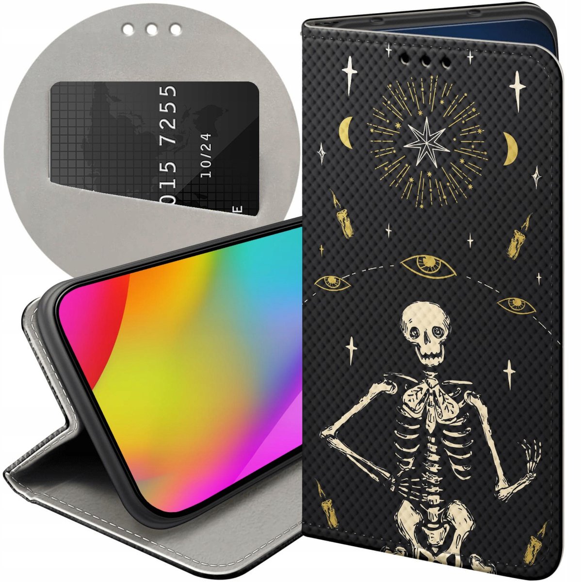 ETUI Z KLAPKĄ DO SONY XPERIA L1 WZORY CZASZKA SZKIELETY MEMENTO MORI