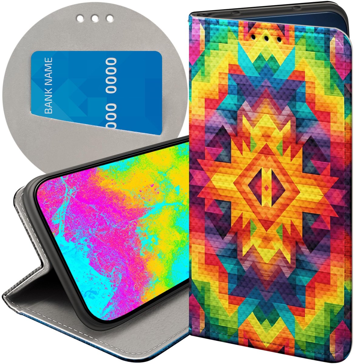 ETUI Z KLAPKĄ DO XIAOMI REDMI NOTE 12S 4G WZORY AZTECKIE AZTEC AZTECY