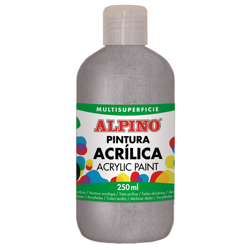 Farba Akrylowa Metaliczna W Butelce Srebrna ALPINO 250ml Alpino