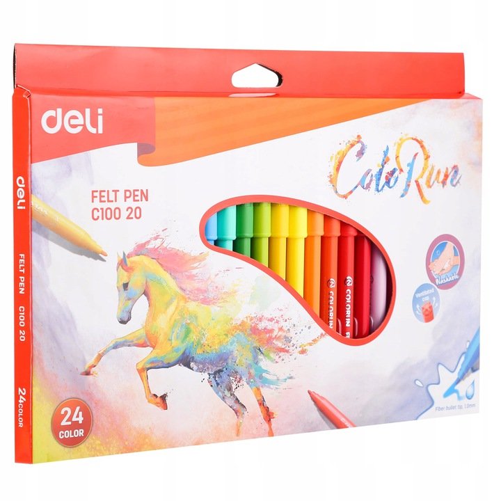 Flamastry Pisaki Markery Mazaki Deli C10020 24 Kolory ColoRun DELI