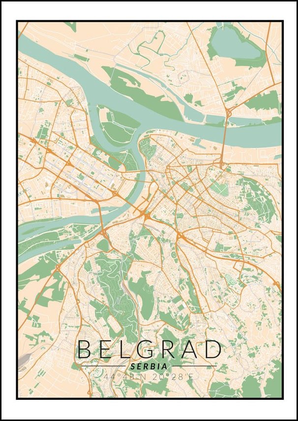 Galeria Plakatu Plakat Belgrad Mapa Kolorowa 42x59 4 Cm Galeria