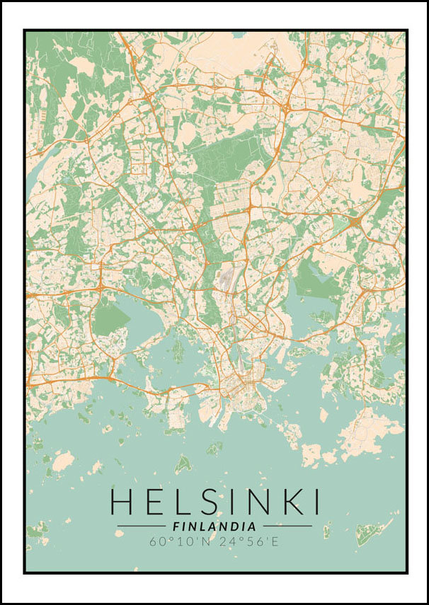 Galeria Plakatu Plakat Helsinki Mapa Kolorowa X Cm Galeria