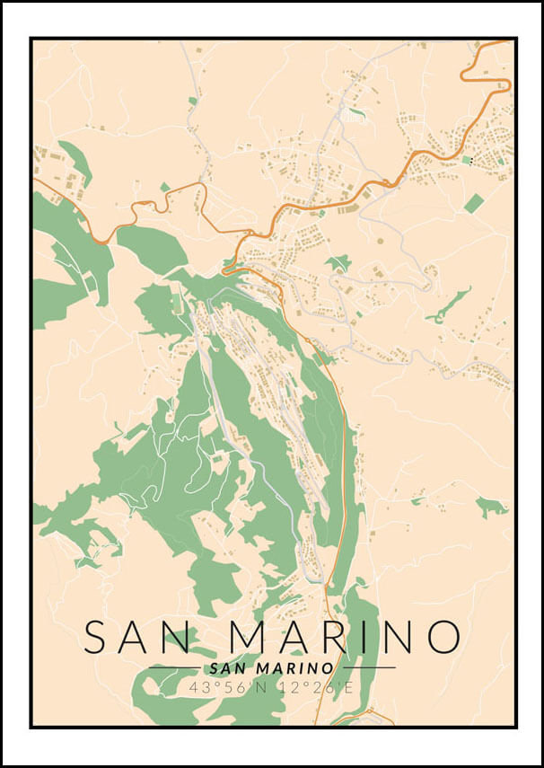 Galeria Plakatu Plakat San Marino Mapa Kolorowa 60x80 Cm Galeria