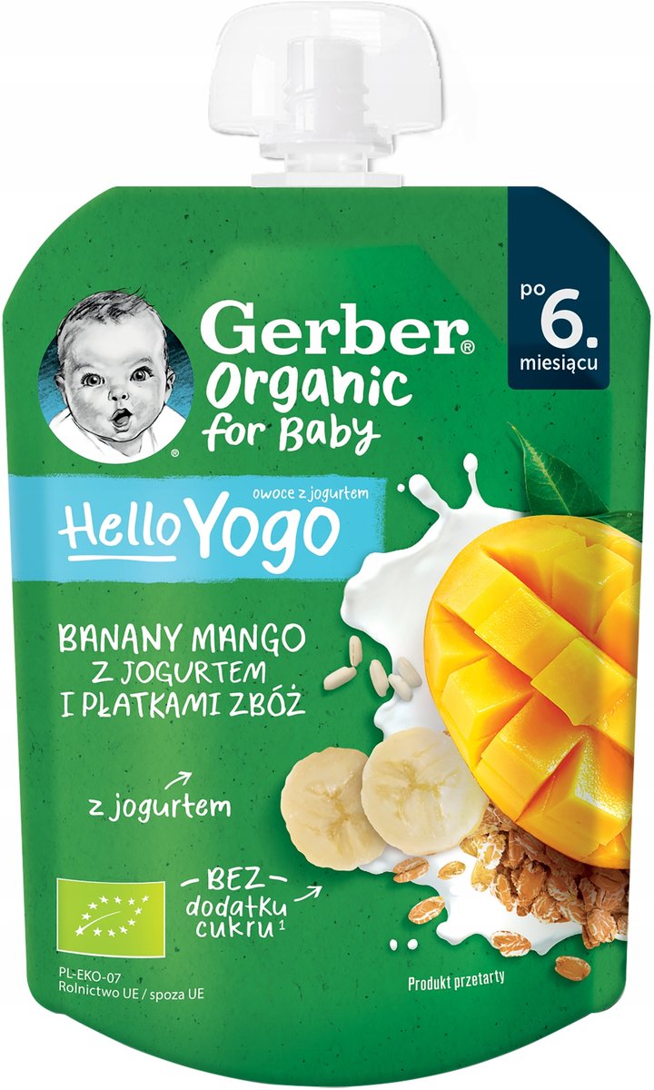 Gerber Organic Mus Banan Mango Jogurt Płatki Zbóż Gerber Sklep